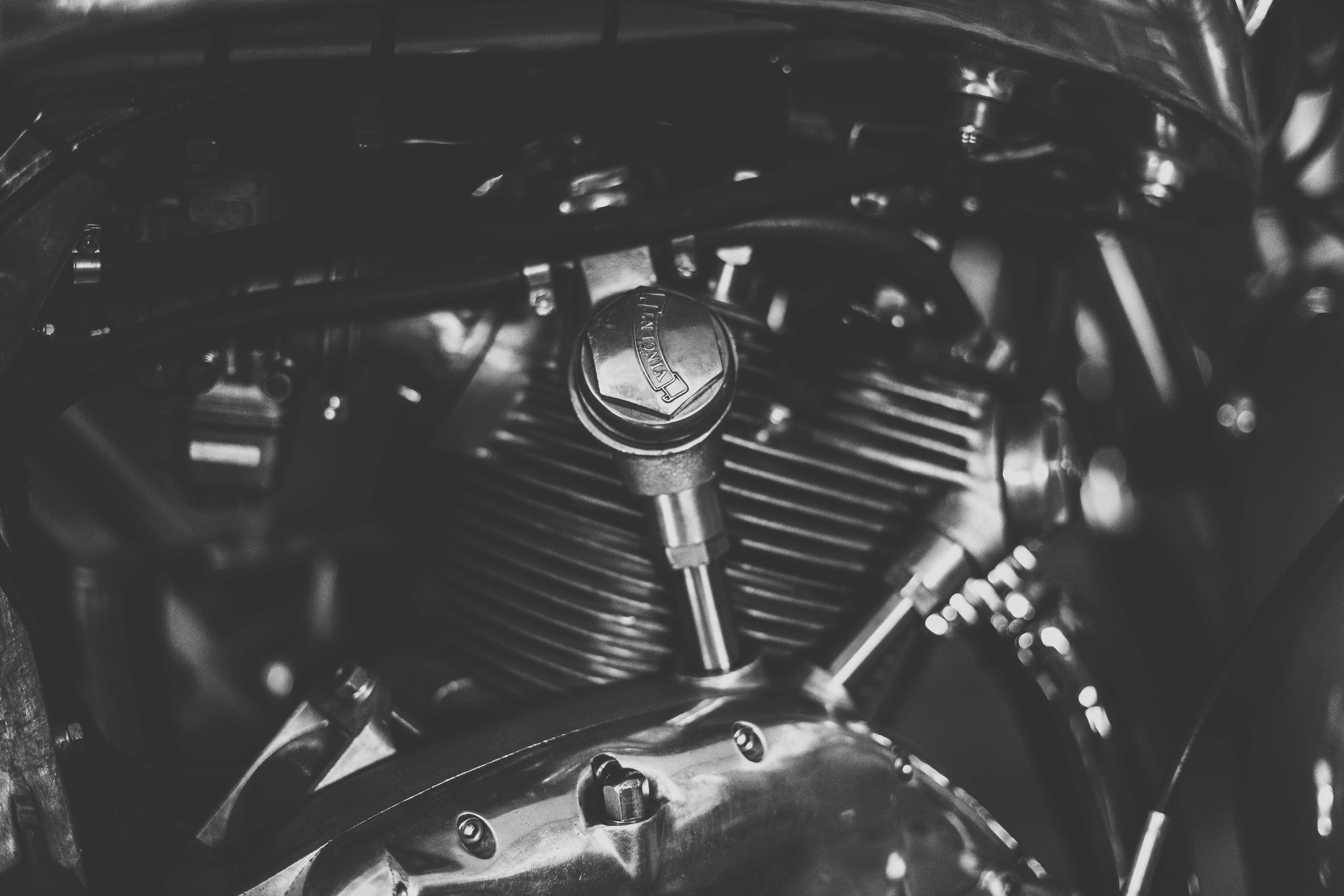 black and silver motorcycle engine